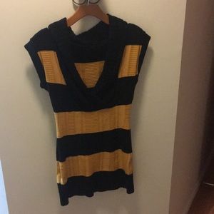 Black and yellow sweater dress